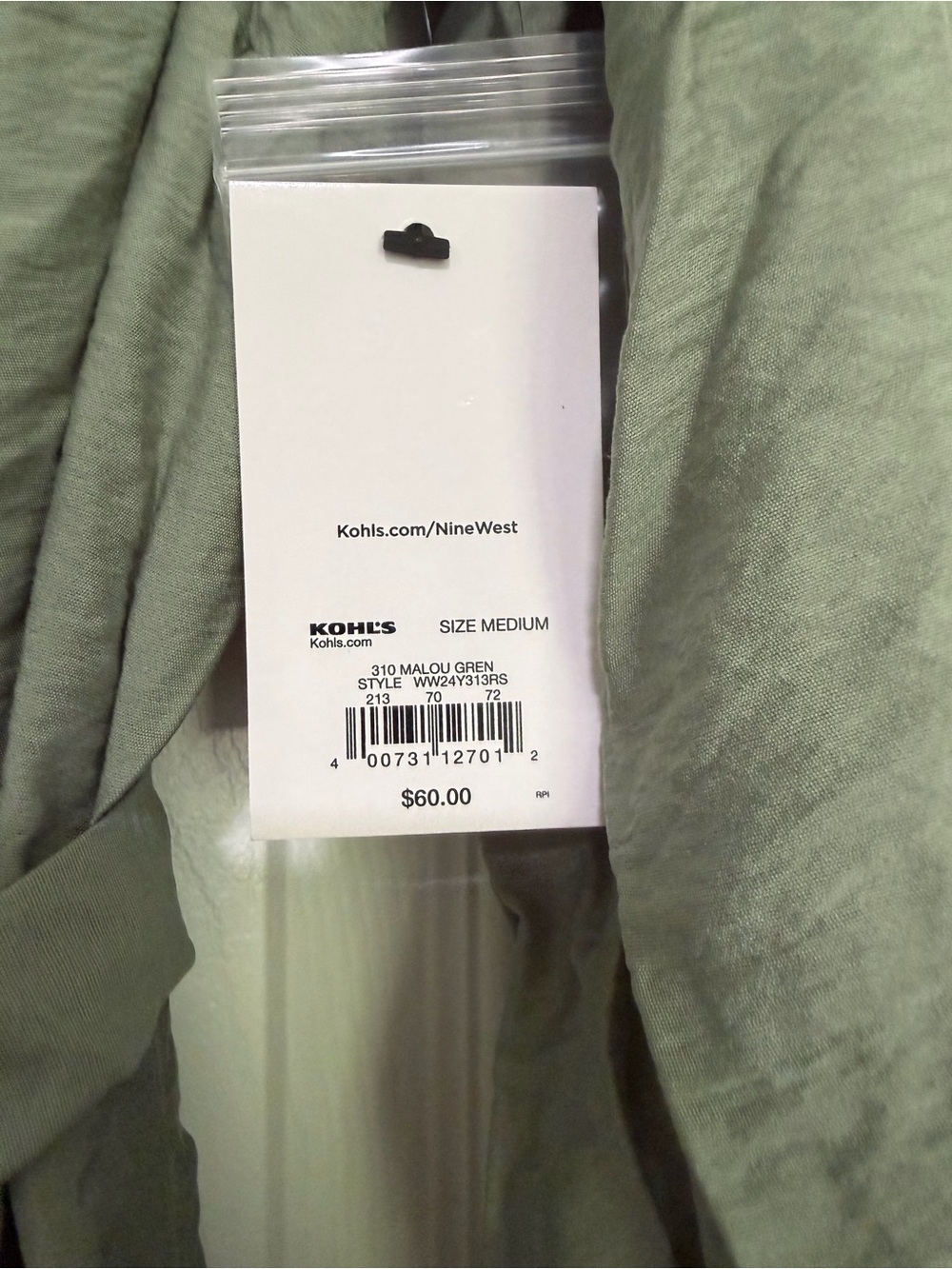 Nine West Olive Green Button-Front Midi Shirt Dress - Picture 3 of 3